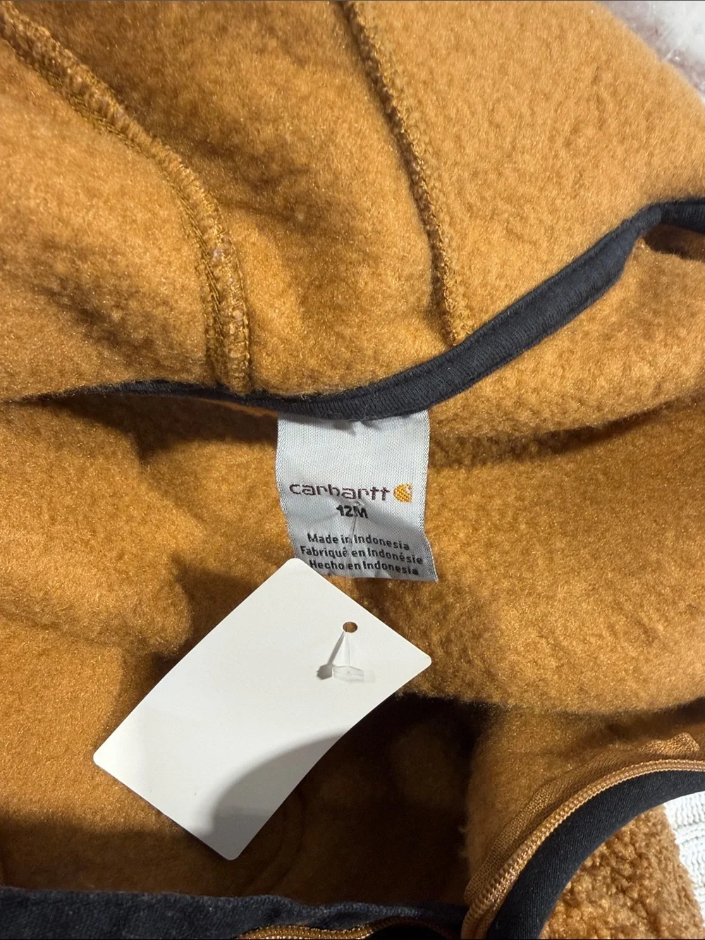 Carhartt Kids' Brown Sherpa Hooded One-Piece with Black Pocket